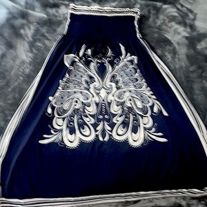 blue and white design skirt womens size small